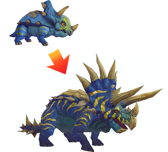 Pygmy Direhorn into Colossal Direhorn